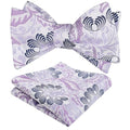 Alizeal Mens 2pcs Classic Floral Pattern Self-tied Bow Tie and Handkerchief Set - color: 035-lavender