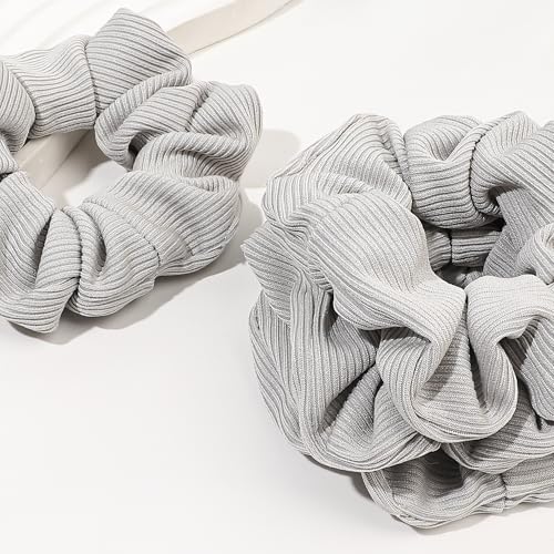 Hair Scrunchies for Women - Hair Ties No Damage Both for Thick Hair or Thin Hair Curl Hair No Crease Gray Scrunchies Ponytail Holder No Hurt Your Hair - color: Gray