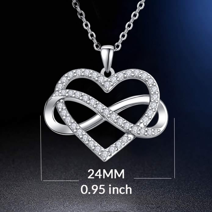 Infinity Heart Necklace for Women S925 Sterling Silver Love Heart Infinity Pendant with Cubic Zirconia Jewelry Gift for Wife Her