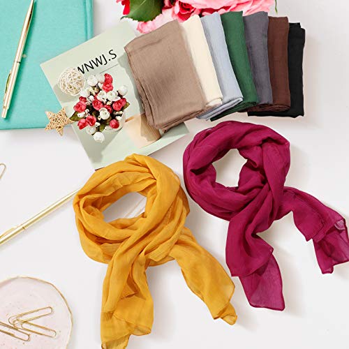 Patelai 9 Pieces Women's Cotton Scarves Lady Light Soft Fashion Solid Scarf Wrap Shawl, Candy Color - color: Plain