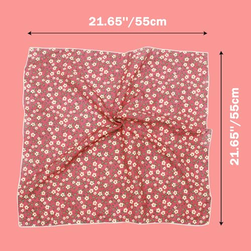 Bandanas for Women Men 21"x21" Floral Headband Scarf Versatile Hair Bandana Square Head Scarf - color: Cute in Pink