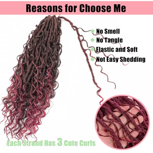 Goddess Locs Crochet Hair 7 Packs Bohemian Faux Locs Pre-Looped Braids, Boho Goddess Soft Locs Crochet Hair with Curly Ends Hair Extensions for Women (TBUG#, 18Inch) - color: TBUG#, size: 18 Inch