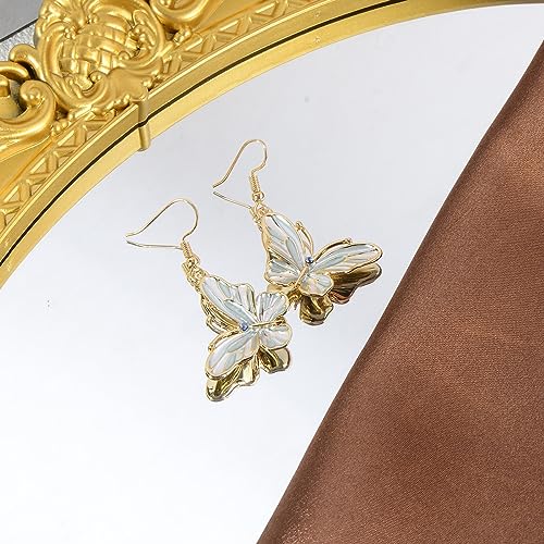 Vintage Chunky Statement Jewelry Set Retro Leaf Floral Geometric Bohemian Boho Bib Necklace Earring Set Fashion Costume Jewelry for Women Girls Wedding Party Prom Unique Gift - style: Butterfly - Light Blue