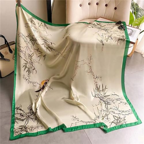 XL 43 Inch Extra Large Square Scarf Fashion Scarves Silk Feeling Hair Scarf Wrapping Scarfs Night Sleeping Headscarf - color: Ba1027