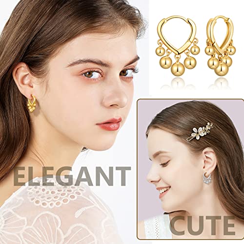 Huggie Earrings for Women 14K Gold Plated Earrings Dainty Statement Sterling Silver Cute Dangle Earring Hypoallergenic Huggie Hoop Earrings for Wome Trendy Prom Party Jewelry Gift - color: 1-Gold