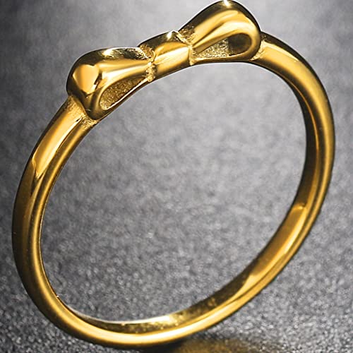 Jude Jewelers Stainless Steel Bowtie Bow Tie Knot Promise Statement Wedding Band Anniversary Promise Ring - color: Gold