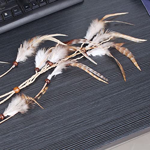 WLBON Halloween Boho Feather Headband Hippie Indian Hair Hoops Bands Tassel Bohemian Headpiece Hairband Women Christmas Wedding Holiday Festival Masquerade Cosplay Dress Up Birthday Party Accessories - color: White Tone