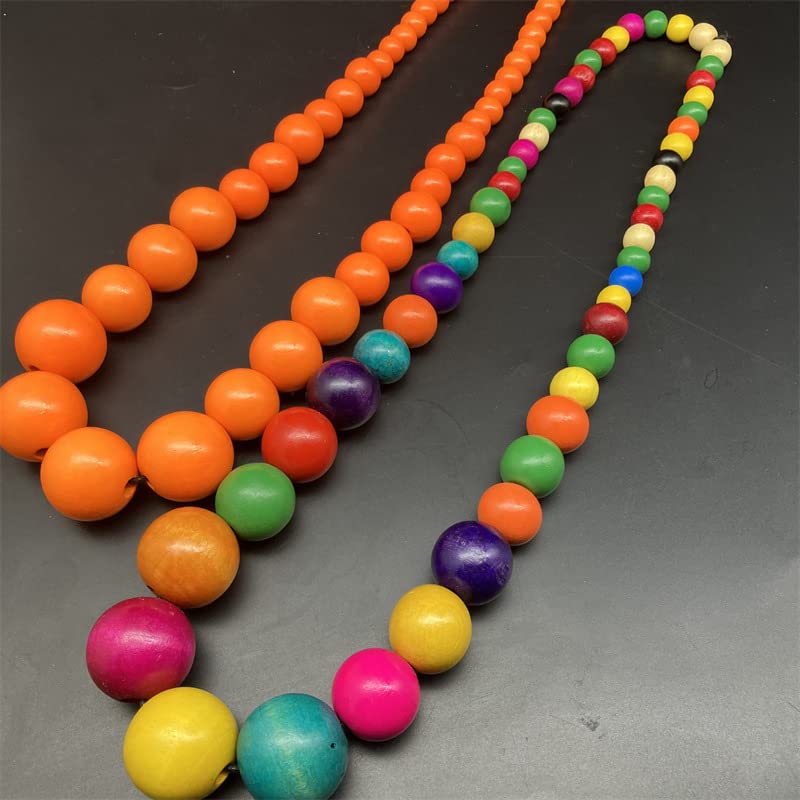 Fuqimanman2020 Chunky Large Simulated Pearl Choker Necklace Drop Dangle Earrings Crystal Bib Big Round Beaded Strand Multicolor Costume Statement Wedding Jewelry Set for Women Brides - color: Wooden Orange
