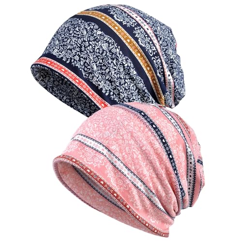 Women's Baggy Slouchy Beanie Chemo Hat Cap Scarf - color: 2 Pack-l