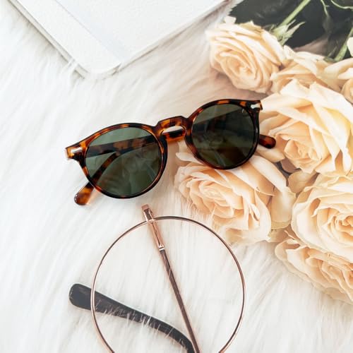 Ridering Kids Polarized Round Sunglasses,Cute Retro Sun Glasses for Toddler Girls Boys Party Beach Shades Age 3-9 - color: Black+tea Leopard