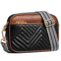 BOSTANTEN Quilted Crossbody Bags for Women Vegan Leather Purses Shoulder Handbags with Wide Strap - color: Black&brown