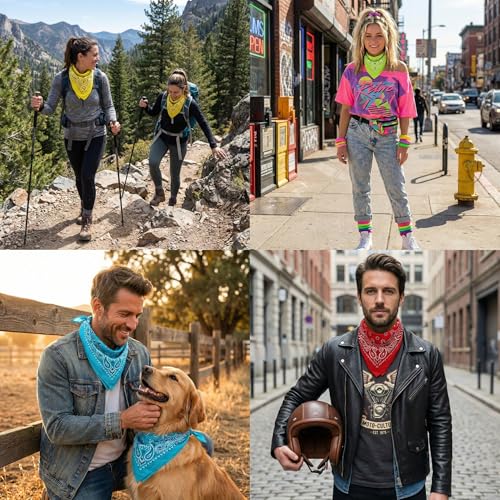 The Peacock Crew Premium Soft Cotton Bandanas Pack for Men and Women Paisley 22 x 22 inches - color: Pack of 4 Red Yellow Limegreen Azur
