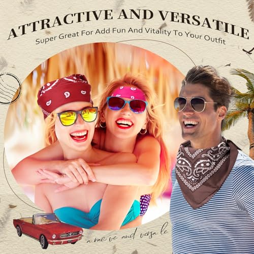 Suhine 24 Pcs Bandanas Bulk for Women Men 22 x 22 Inch Paisley Outdoor Headband Cowboy Handkerchief Summer - color: 24 Colors