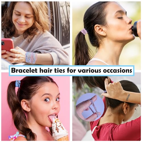 20 PCS Boho Hair Accessories, 5 Color Light Bracelets for Thick or Thin Hair - Cute Ponytail Holders, No-Damage Elastics for Ponytails and More, Pain-Free. - color: Light color