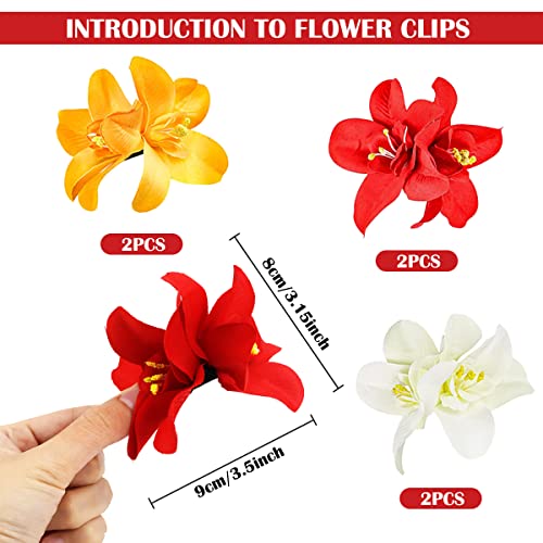 Hawaiian Artificial Flower Hair Clip, Bohemian Flower Hairpin for Seaside Holiday - Plumeria Hairpin Headdress Bobby Pins Headwear for Woman Girl Lady Kids - color: 3 colors