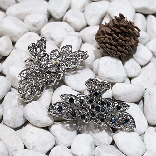Large Claw Hair Clips 2PCS For Women and Girls Metal Retro Style With Sparkly Glitter Rhinestones Banana Jaw Hair Clamps Strong Hold Nonslip Hair Accessories