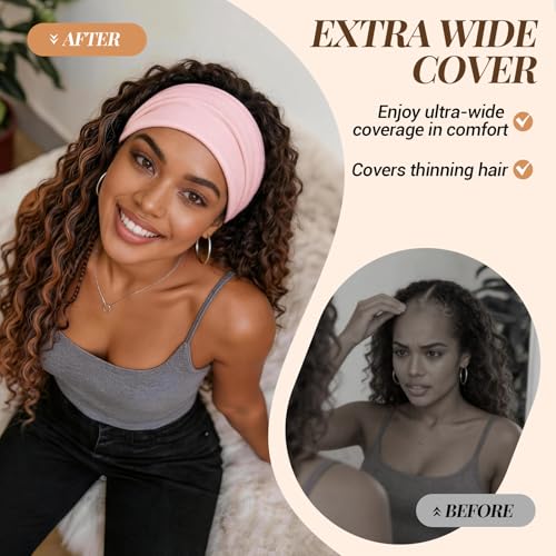 Awumbuk Wide Headbands for Women, 7.08 Inch Thick Boho Turban Style Hair Wraps, Non-Slip Moisture-Wicking Workout Headband for Sports, Yoga, Daily Fashion, 8 Pack Multi Colors (Brown) - color: Brown