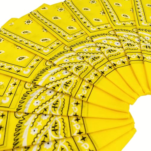Vamqor 100% Cotton 10 Pack Fine Bandanas - color: Yellow