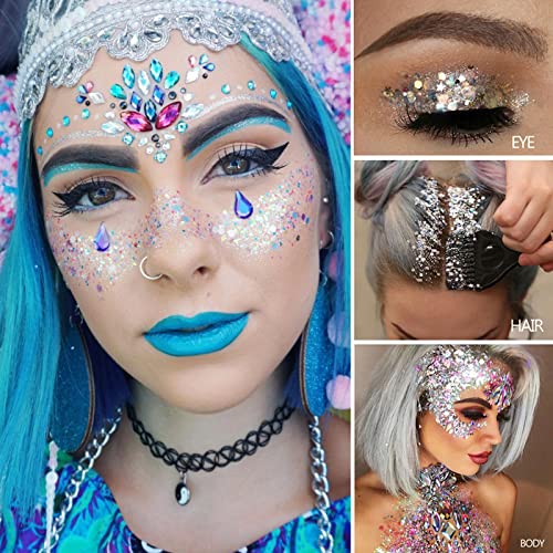 MEICOLY Gold Body Glitter,Yellow Face Glitter,Music Festival Singer Concert Outfits for Women,Holographic Hair Glitter Kids Makeup,Self-Adhesive Sparkle Face Body Glitter,Mardi Gras Accessories - color: gold body glitter