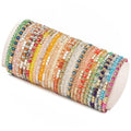 30Pcs Boho Beaded Bracelets for Women Colorful Stackable Sparkly Crystal Beads Bracelets Multi-Layer Versatile Statement Bracelets Stretch Cuff Jewelry Gifts