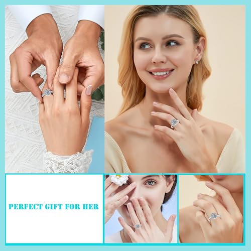 Moissanite Adjustable Engagement Ring, Promise Eternity Ring for Women,Wedding Rings,Jewelry Gift,Friendship Promise Fashion Jewelry Valentine Gifts for Women