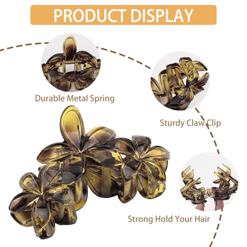 ANBALA 4Pcs Hawaiian Flower Hair Clips Large Claw Clips for Thick Thin Hair Non Slip and Strong Hold Beach Accessories - color: Leopard-C