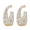 CEJUG Statement Earrings for Women Bohemian Large Dangle Drop Hoop Earring AB Rhinestone Crystal Sterling Silver Post Jewelry Gift - color: Clear Gold