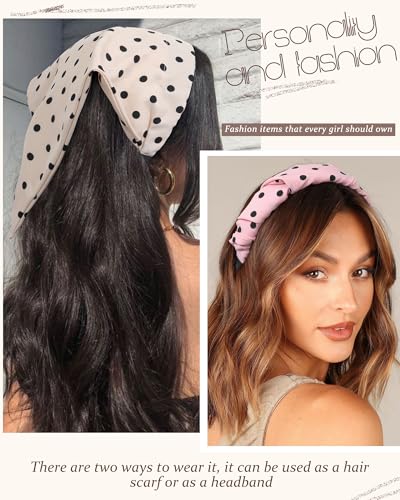 HAIMEIKANG Floral Bandana Headbands for Women Boho Hair Bandanas Scarf Triangle Kerchief Hair Bands Vintage Head Scarf(Black+Pink+Beige) - color: Black+Pink+Beige