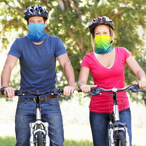 Geyoga 6 Pieces Summer UV Protection Cooling Neck Gaiter Face Clothing Neck Gaiter Mask Scarf Sunscreen Breathable Bandana - color: Gradient Color