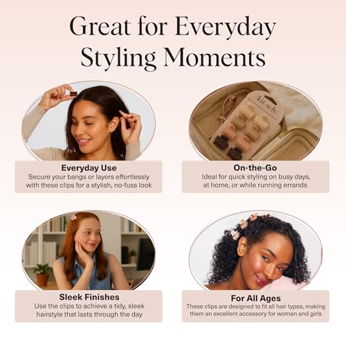 Kitsch Small Hair Clips for Women and Girls – Mini Claw Clips – Hair Accessories – Daily Styling, Recycled | Ideal Gifts for Women, Rosewood – 8pc Set - color: Rosewood