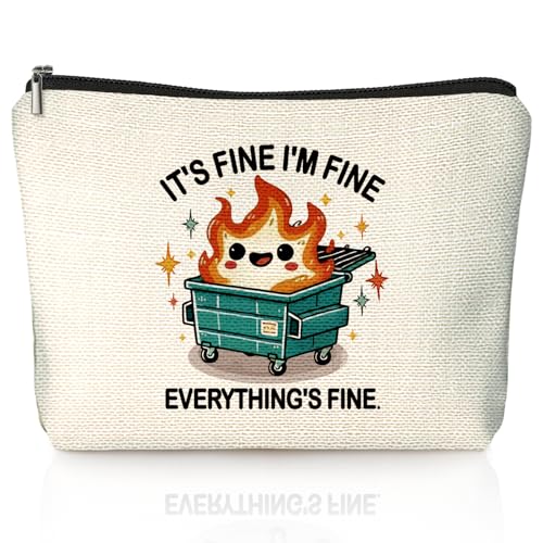 Dumpster Fire Gifts Makeup Bag, Funny Dumpster Bag,Dumpster Fire Cosmetic Bags for Women, Inspirational Positive Encouragement Gifts for Women Zipper Pouch - color: 01-dumpster fire(01)