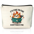 Dumpster Fire Gifts Makeup Bag, Funny Dumpster Bag,Dumpster Fire Cosmetic Bags for Women, Inspirational Positive Encouragement Gifts for Women Zipper Pouch - color: 01-dumpster fire(01)
