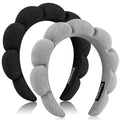 Ztomine Spa Headbands for Washing Face or Facial, Set of 2 Skincare Headbands, Terry Cloth Headband Wash Combo Pack - Puffy Makeup Washing, Mask, Skin Treatment - color: Black + Gray