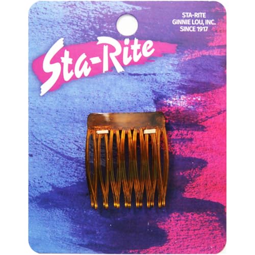 Sta-Rite Side Hair Combs for Women, 2-Count – Professional Side Combs for Fine or Thick Hair – Secure Invisible Hold Styling Accessories for Updos, Twists, and Buns – Made in USA (Tortoise) - color: Tortoise