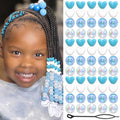 60PCS Heart Hair Beads Blue White AB Round Bead Loc Jewelry Accessories Lovely Acrylic Pony Dreadlock Beads for Kids Girls - color: Blue&White
