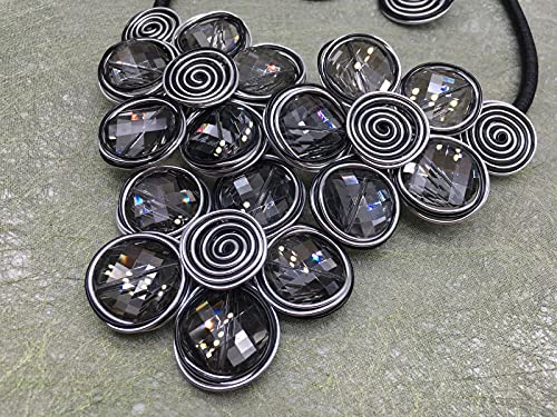 Statement Chunky Flower African Necklace For Women Tribal Fashion Costume Jewelry Earring Sets Unique Big Colorful Rhinestone Crystal Pendent Collar Choker Bib Handmade - color: three flowers black
