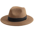 DRESHOW Women Straw Panama Hat Travel Fedora Beach Sun Hat Summer Wide Brim Straw Roll up Hats UPF 50+ - color: Fedora Coffee