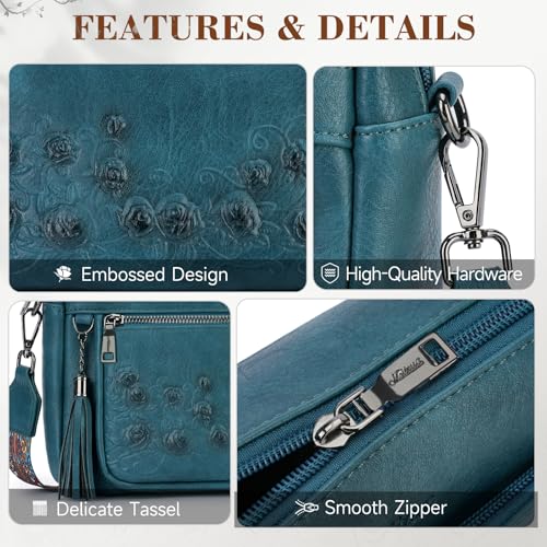 MEITRUE Crossbody Bags for Women, Vegan Leather Crossbody Purse Trendy Multi Pockets Shoulder Handbag with Tassel - color: 08-deep Teal