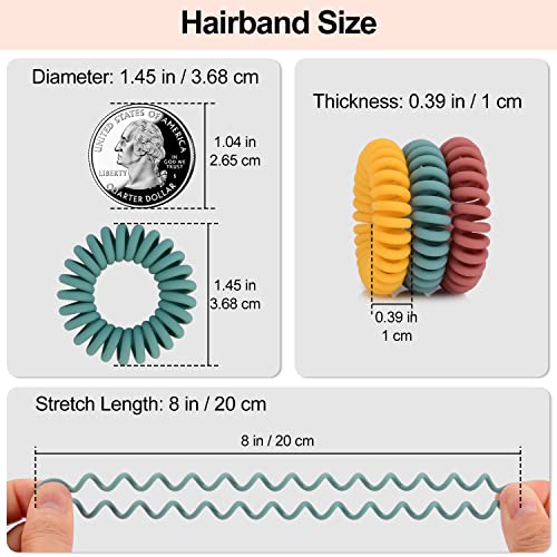 JessLab Spiral Hair Bobbles, Pack of 20 Traceless Telephone Cable Hair Bobbles No Wrinkles Spiral Bracelet Plastic Coil Ponytail Holder No-Damage Headband Hair Accessories for Girls Women Ladies Gift - color: matt