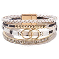FANCY SHINY Boho Leather Wrap Bracelet Stackable Infinity Chunky Cuff Bracelets Western Hippie Outfits Jewelry Valentine Gifts for Women - color: White Leopard
