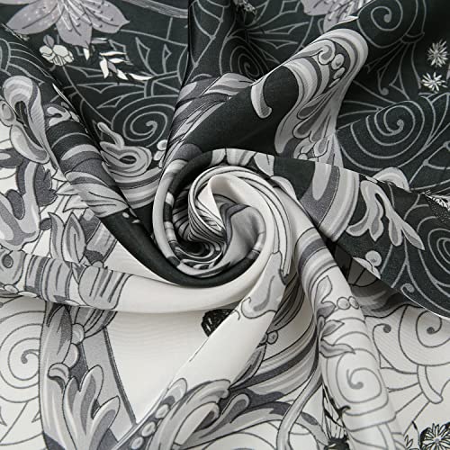 RIIQIICHY Women Head Hair Scarf Like Satin Silk Scarf Sleeping Hair Wrapping Night 27.5" - color: Black/White/Light Grey/Dark Grey
