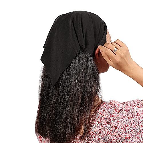 Vercret 6 Pack Hair Scarf Headband for Women Elastic Bandana Head Scarf Large Boho Triangle Kerchief with Clips Non Slip Scarves - color: A Pack Solid