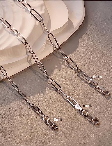 925 Sterling Silver Paperclip Bracelets 3/4/5mm Silver/Gold Plated Bracelets for Women Paperclip Chain Bracelet for Men 6.5-9 Inches - color: Silver 5mm, size: 9