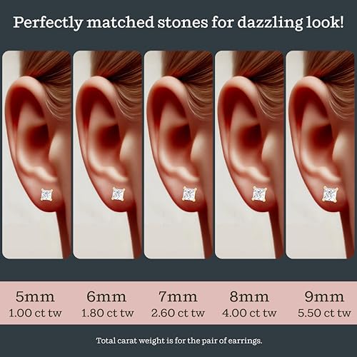 KEZEF Sterling Silver Stud Earrings for Women & Men - 4-Prong Setting Cubic Zirconia Earrings Studs - Premium CZ S925 Hypoallergenic - Available in 14K White and Yellow Gold, Rose Gold - 3mm to 9mm - color: 14K Yellow Gold, size: 9mm - Large