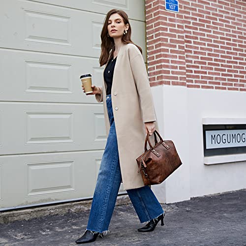 Iswee Genuine Leather Satchel Tote Bag Top Handle Handbag Designer Shoulder Bag Large Capacity Cross Body Bag - color: Coffee