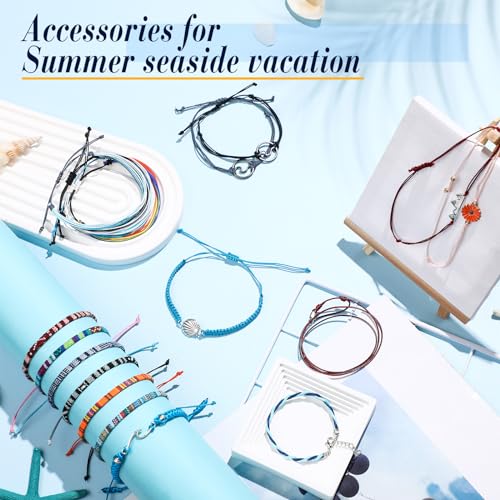 Yinkin 18 Pcs Boho Surfer Ankle Bracelets for Women Men Adjustable Handmade Braided Friendship Bracelet Waterproof String Rope Beaded Anklets Summer Beach Jewelry Gift - style: Ocean Style