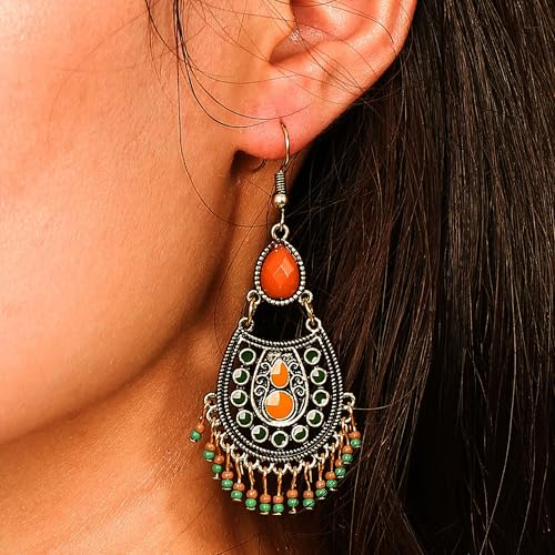 Boho Earrings for Women Trendy Gold Dangle Earrings Vintage Bohemian Indian Country Jewelry Gifts Boho Dress Chic Clothing - color: A2:boho earrings