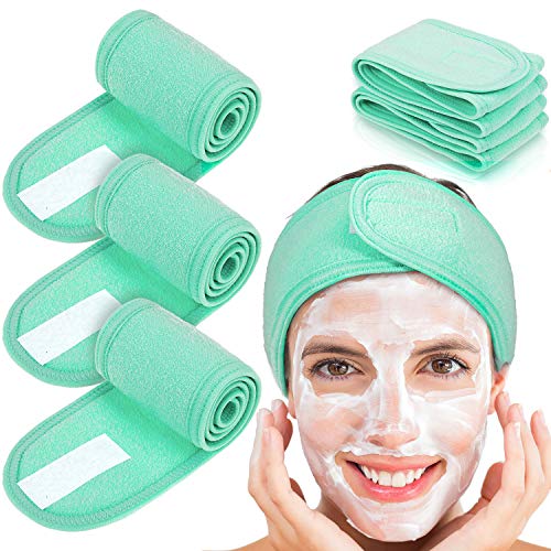 Whaline 4 PCS Spa Headband, Make up Hair Band, Stretch Terry Cloth Headband for Sport Yoga Shower (Mint Green) - color: Mint Green
