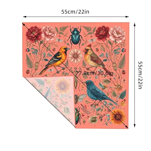 Head Scarf Hair Neck Scarves for Women Fashion Silk Satin Purse Bag Scarfs Handbags Bandana Neckerchief - color: Bird Peach Red Floral