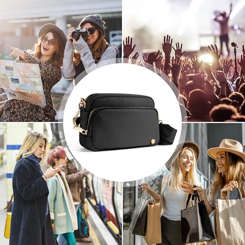 Joryin Anti Theft Crossbody Bag for Women, Slash-resistant RFID Blocking Travel Purses, Small Shoulder Bag Handbag, Nylon - color: Black